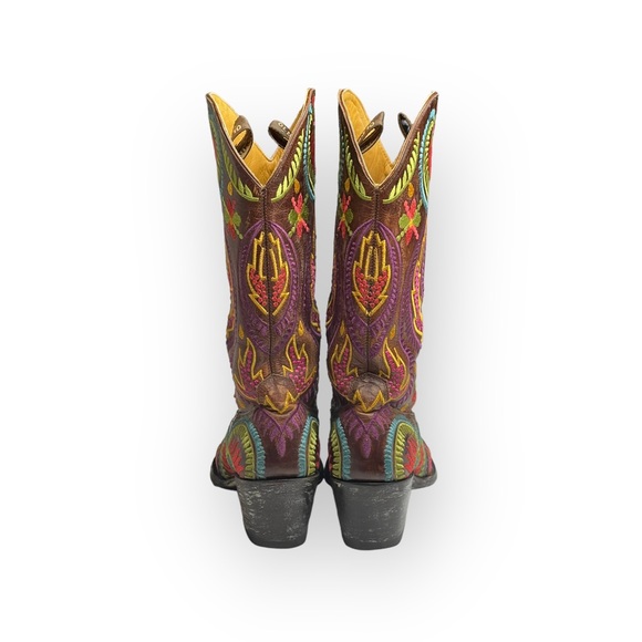 Old Gringo 𖤐 Tiegan Tribal Embroidery Cowboy Boots 𖤐 Leather Vesuvio Brass 𖤐 - Picture 5 of 17